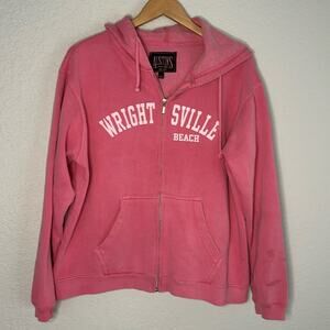 Wrightsville Beach Pink Coral Hoodie Full Zip Sweatshirt Large OBX Outer Banks